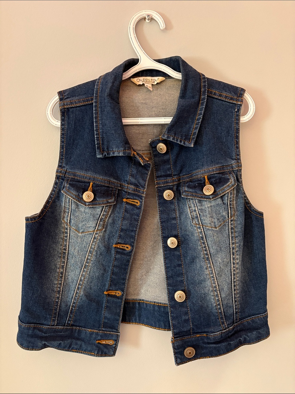 Girls' Dark Blue Denim Sleeveless Jean Jacket